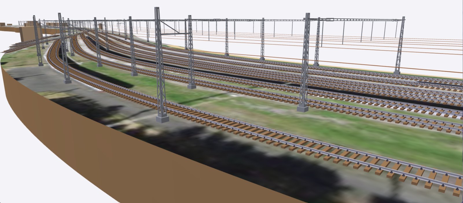 SBB masts and portals at Interlaken in 3D