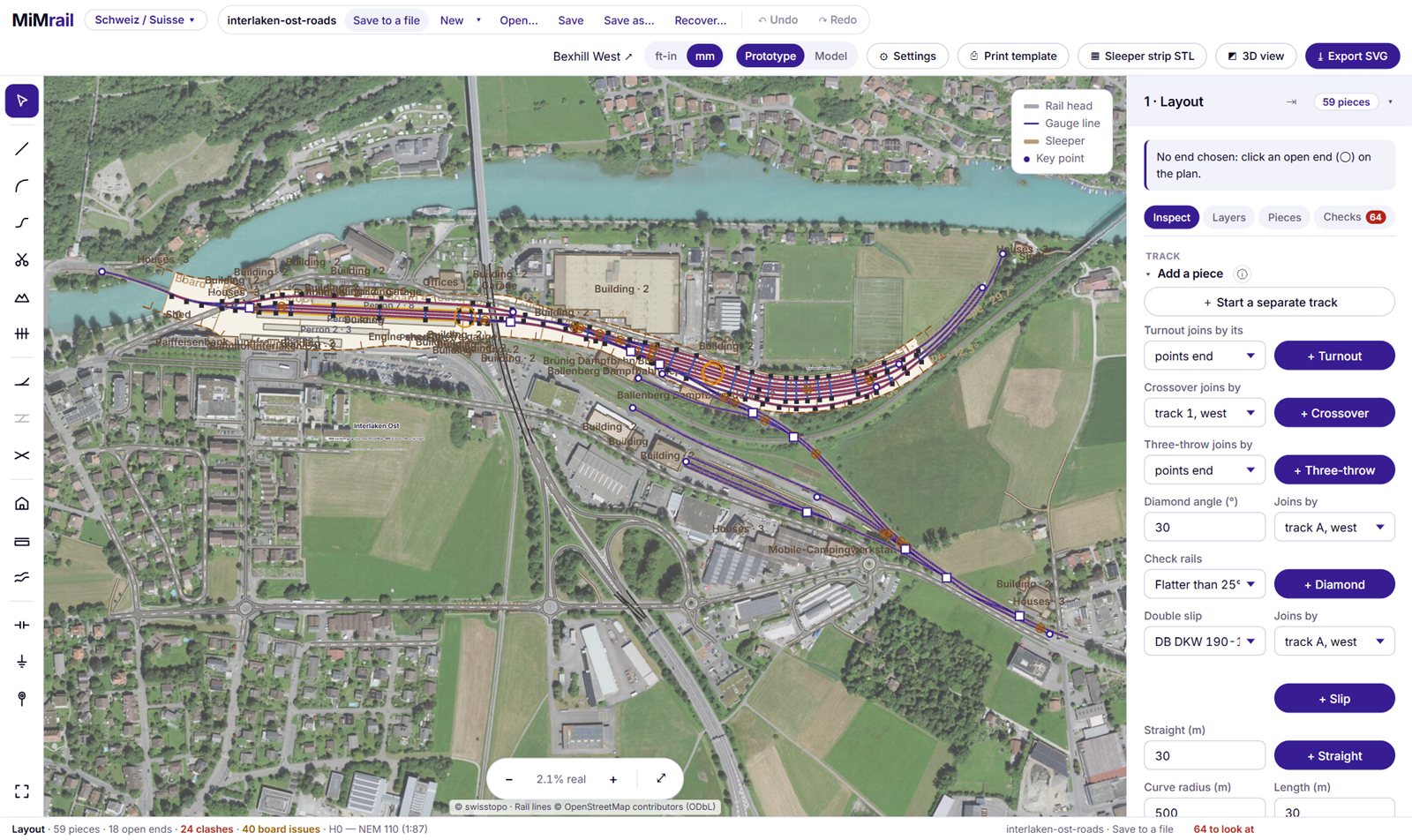 Interlaken Ost over swisstopo's aerial photograph