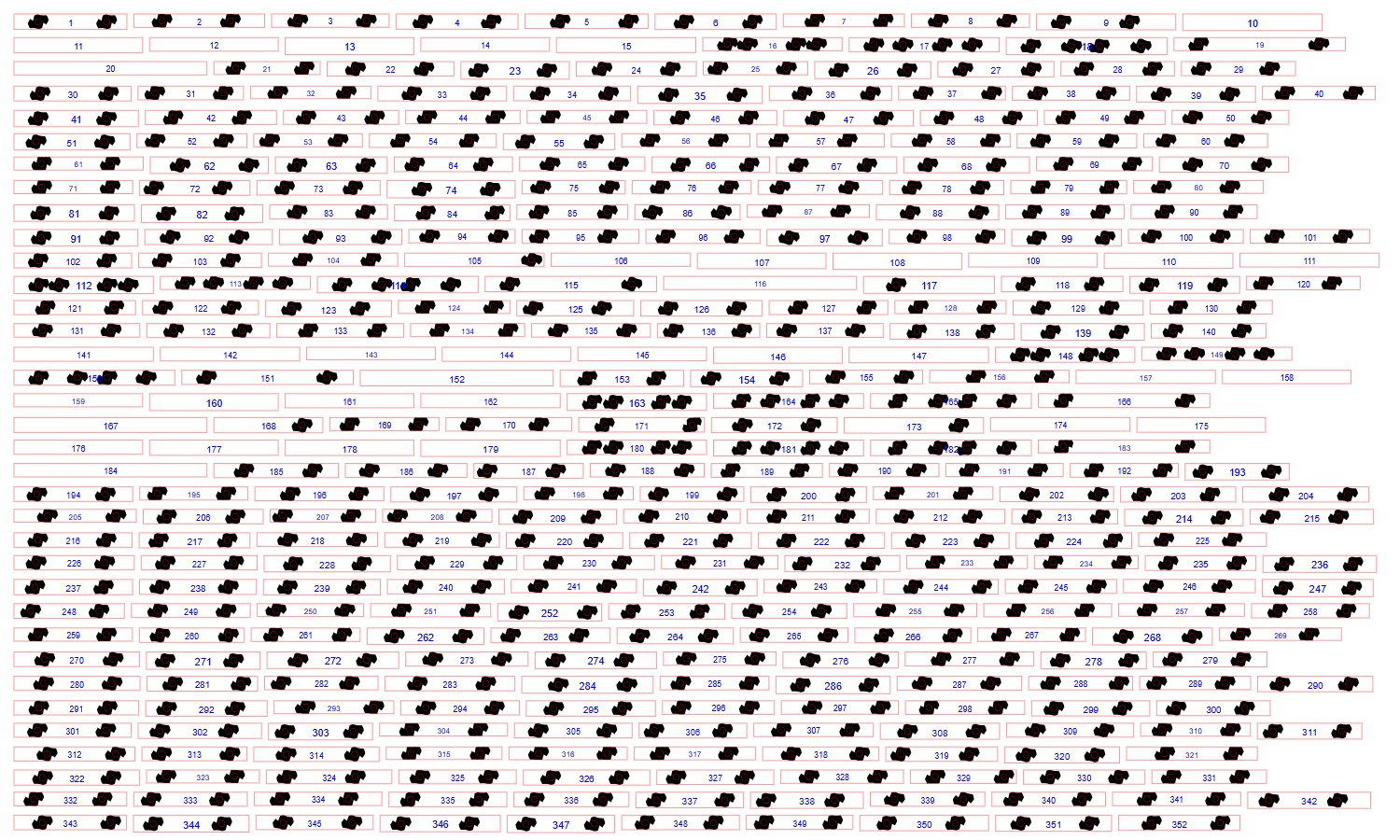A laser-cut sheet of narrow gauge sleepers