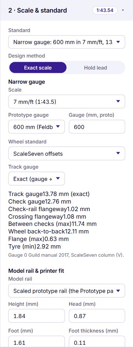 Narrow gauge settings
