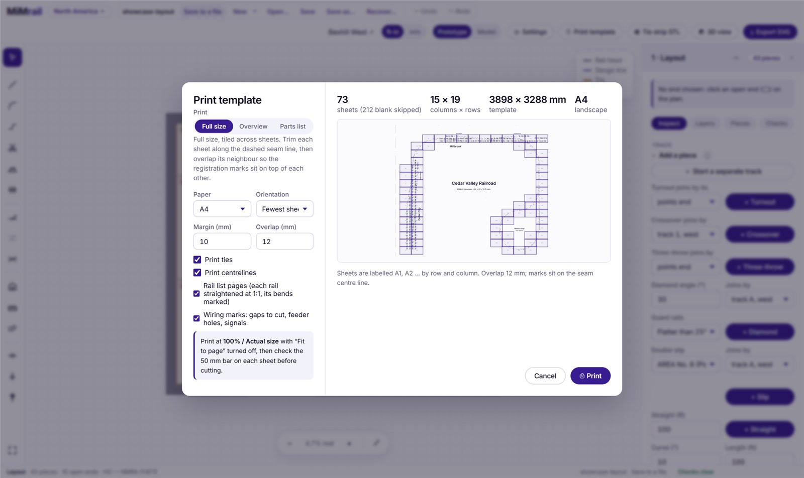 The Print template box