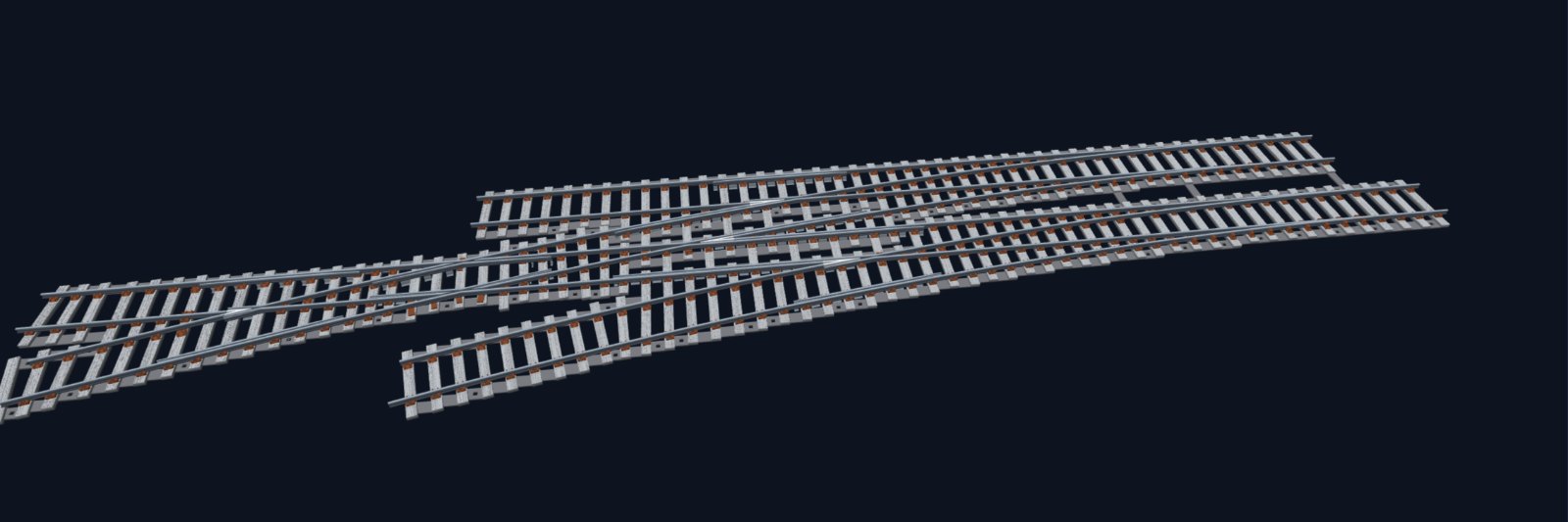 3D model of a complete flat-bottom double junction on timber bearers.
