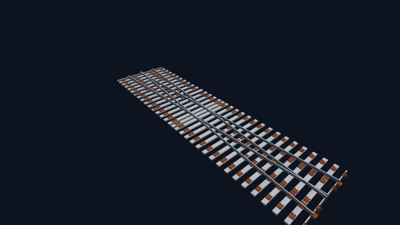 3D model of a flat-bottom scissors crossover.