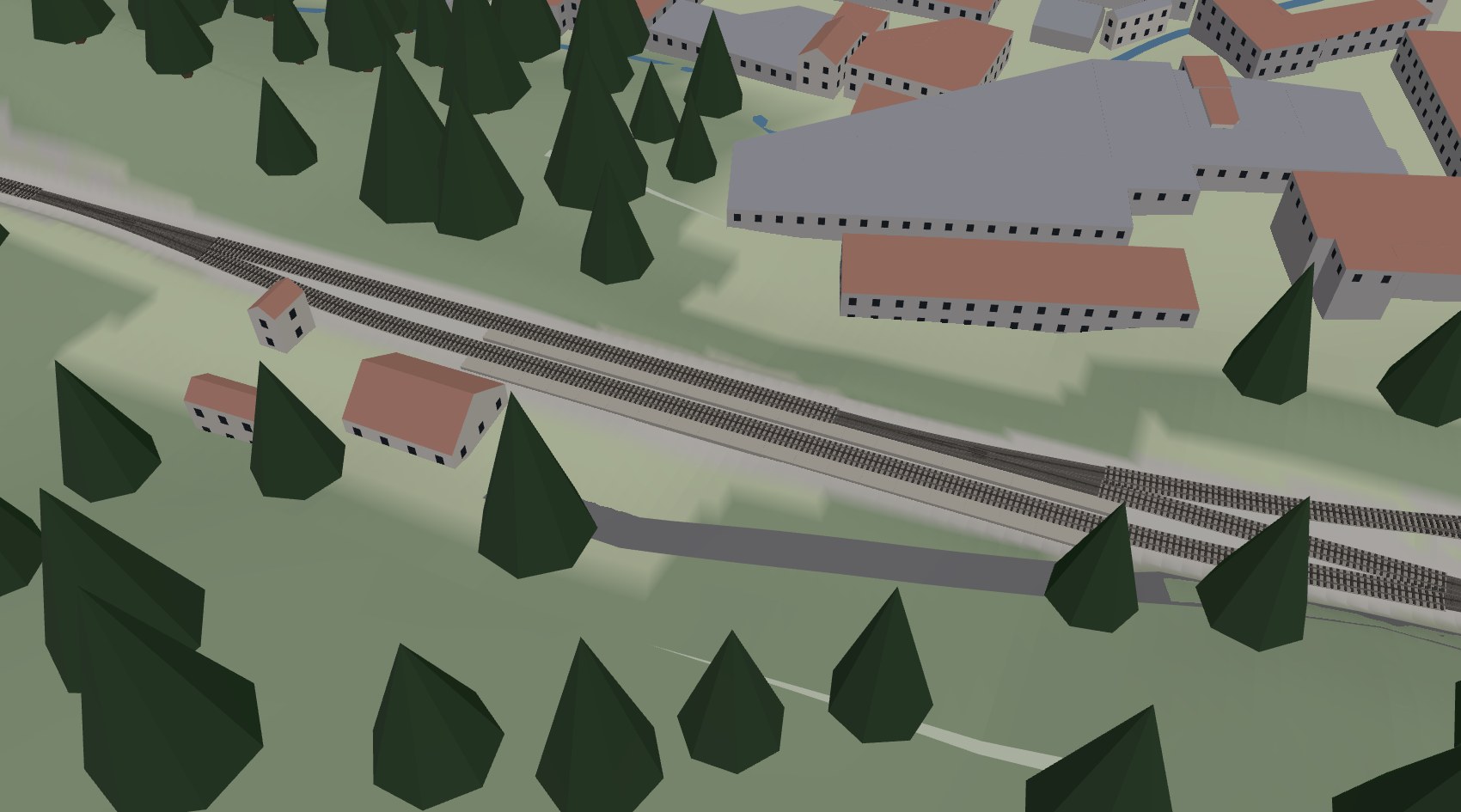Dolni Polubny station on the Tanvald line, with the rack through the station and the passing loop beside the main